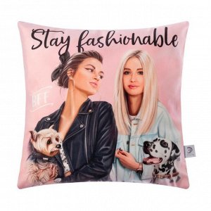 Чехол на подушку Этель "Stay fashionable" 40х40 см, 100% п/э, велюр