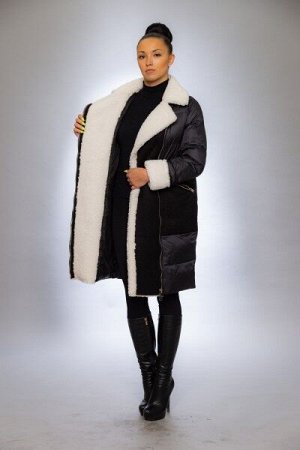 Женская куртка зимняя 9124М черный-белый