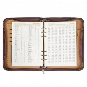 Органайзер на кольцах А5, 100 листов линейку, с калькулятором, на молнии, коричневый