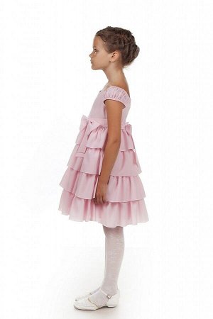 Нарядное розовое платье для девочки, модель 0114