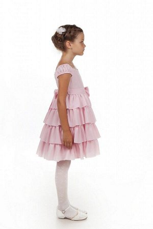 Нарядное розовое платье для девочки, модель 0114