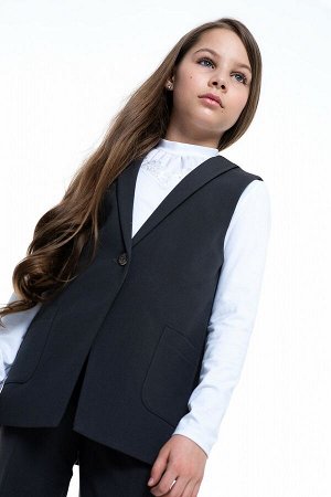 Серый школьный жилет для девочки, модель 1107