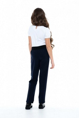 Синие школьные брюки для девочки, модель 0411