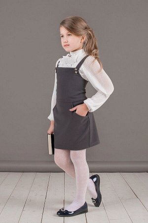 Серый школьный сарафан, модель 0226