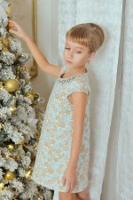 Нарядное бежево-голубое платье для девочки, модель 0131