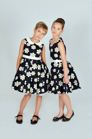 Нарядное черно-белое платье для девочки, модель 0136