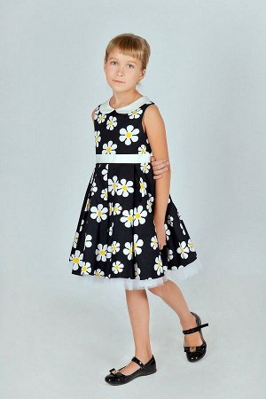 Нарядное черно-белое платье для девочки, модель 0136