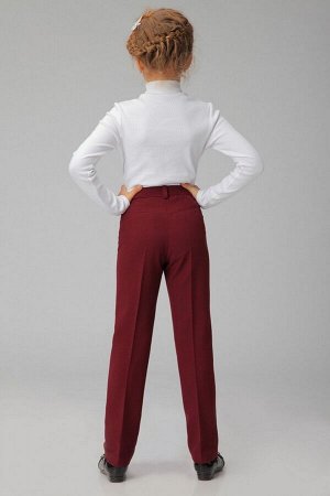 Бордовые школьные брюки для девочки, модель 0401