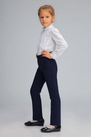 Синие школьные брюки для девочки, модель 0401