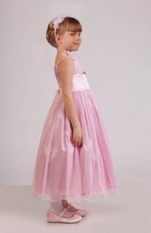 Нарядное розовое платье для девочки, модель 0106