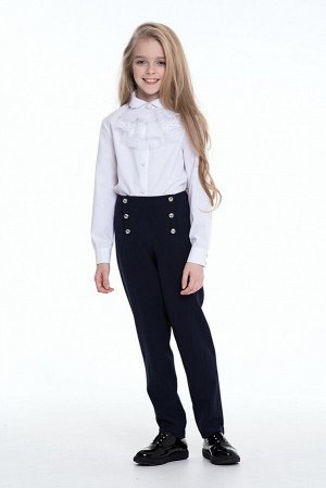 Синие школьные брюки для девочки, модель 0409