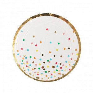 Тарелка Белая с разноцветными кружочками 23 см, 1,8x23x23