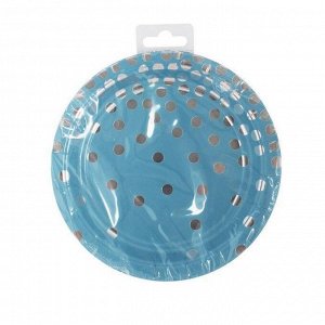 Тарелка Голубая с серебряными кружочками 23 см, 23x23x1