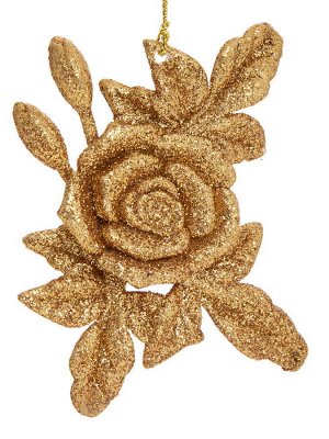 Новогоднее подвесное елочное украшение Роза золотая, 11x8