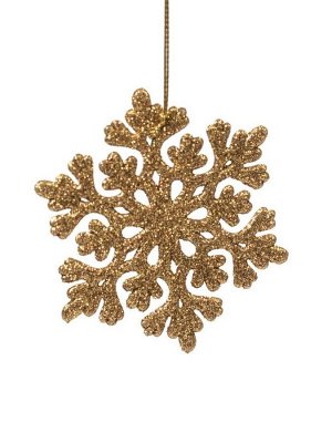 Новогоднее подвесное елочное украшение Снежинка ажурная золотая 9x8x0