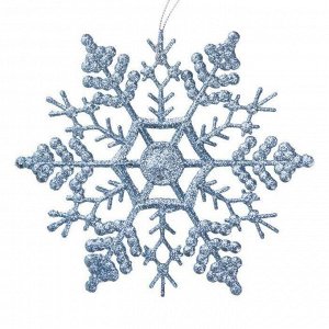 Новогоднее подвесное елочное украшение Снежинка-паутинка голубая 16,5x16,5x0
