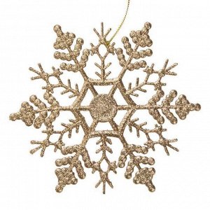 Новогоднее подвесное елочное украшение Снежинка-паутинка золотая 16,5x16,5x0