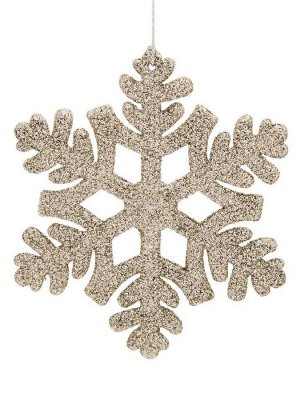 Новогоднее подвесное елочное украшение Снежинка цвета шампань 10x9x0