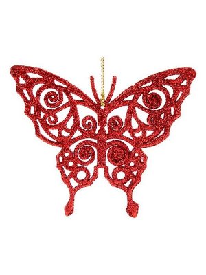 Новогоднее подвесное елочное украшение Бабочка красная 11x8,5x0
