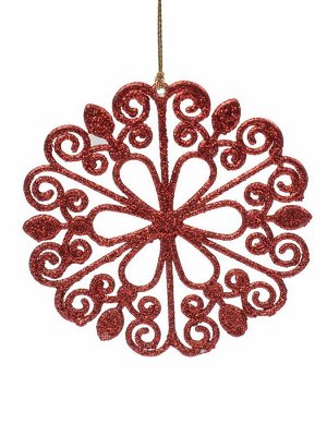 Новогоднее подвесное елочное украшение Цветок красный 12х12