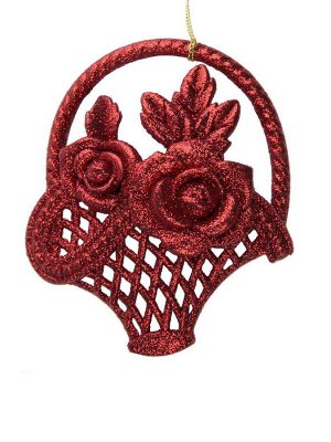 Новогоднее подвесное елочное украшение Красная корзинка 14х12