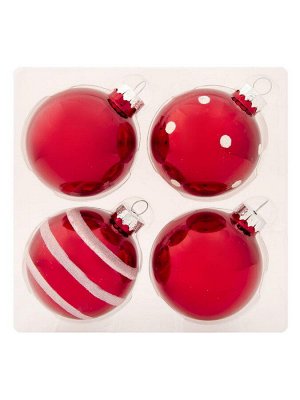 Новогоднее подвесное украшение шар набор 4шт Красный 6