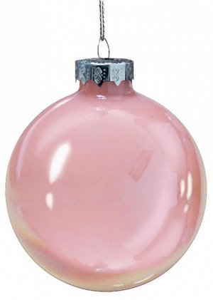 Новогоднее подвесное украшение Розовый шар из стекла