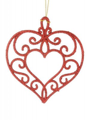 Новогоднее подвесное елочное украшение Красное сердце 10,5*9