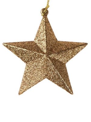 Новогоднее подвесное елочное украшение Звезда в золотом глиттере 9