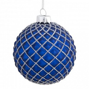 Новогоднее подвесное украшение шар Синий 8