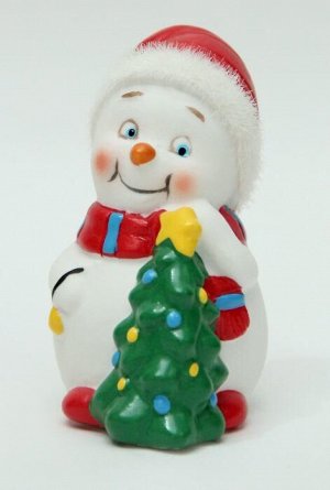 Новогодняя фигурка снеговика Снеговик с елочкой 8