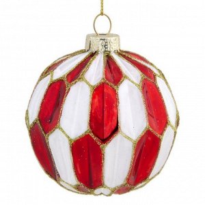 Новогоднее подвесное украшение шар Белый с красным 8