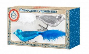 Новогоднее ёлочное украшение Серебряная и Синяя Птицы,17x5,5x3