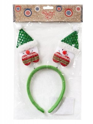 Новогоднее украшение на голову Зеленый Снеговик, 28x24x1