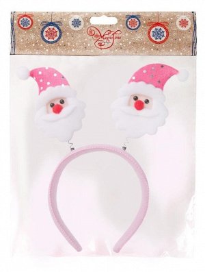 Новогоднее украшение на голову Дед Мороз в розовом колпаке, 22x24