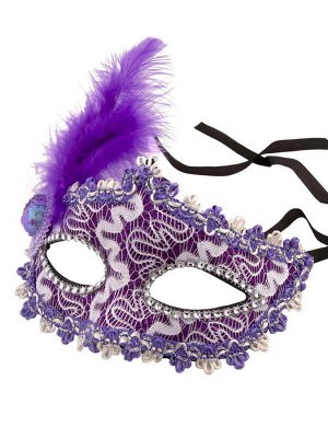 Карнавальная маска Фиолетовая с перьями