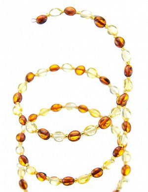 Двухцветный безразмерный браслет из натурального балтийского янтаря «Оливка мелкая», 709108294