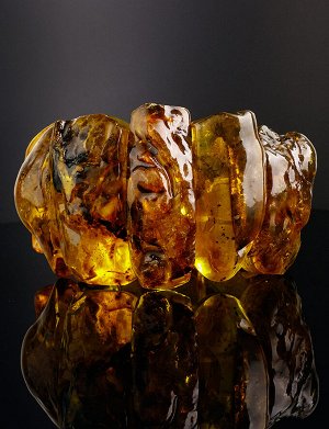 Стильный объёмный браслет из натурального цельного янтаря «Помпеи», 905104288