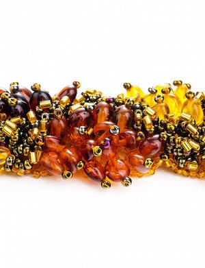 Нарядный эффектный браслет из натурального янтаря разных цветов «Лукоморье», 905205649