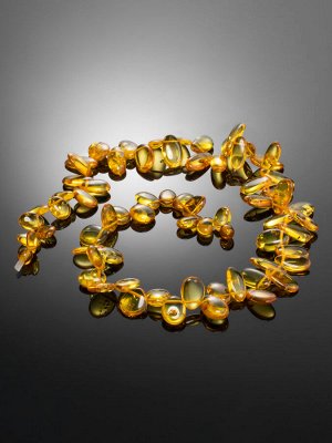 Яркие бусы из золотистого янтаря «Облепиха», 000403083