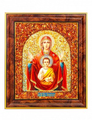 Икона, украшенная натуральным янтарём «Знамение», 006905127