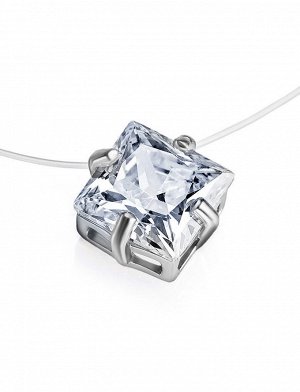 Женственное колье с фианитом в серебре 925 пробы «Сириус»