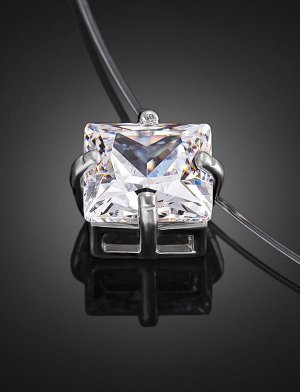 Женственное колье с фианитом в серебре 925 пробы «Сириус»