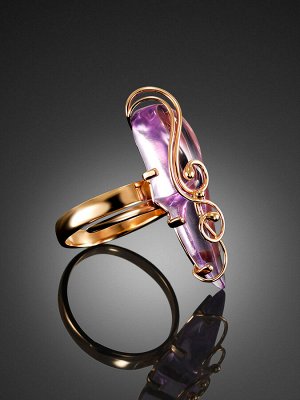 Изящное золотое кольцо с аметистом «Серенада», 010805088