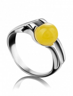 Стильное серебряное кольцо «Токио» с медовым янтарём, 906305540