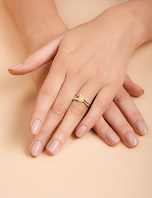 amberholl Стильное серебряное кольцо «Токио» с медовым янтарём