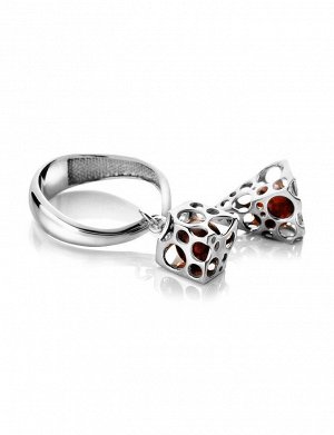 Оригинальное кольцо с подвесками из серебра и натурального янтаря «Женева», 806309001
