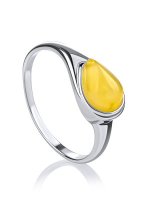 Нежное кольцо «Орфей» из серебра и натурального балтийского янтаря медового цвета, 906305544