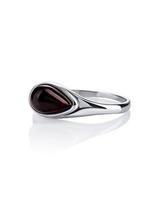 Изящное кольцо из серебра и янтаря «Орфей»