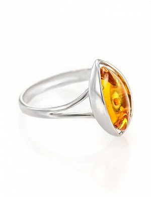 Изящное серебряное кольцо с натуральным коньячным янтарём «София», 606302416